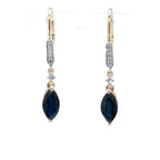 Blue Sapphire Earrings Diamonds 2.7 Carats 14K Yellow Gold