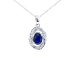 Blue Sapphire Pendant With Diamonds 1.68 Carats 14K White Gold