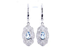 Aquamarine Earrings With White Topaz 0.92 Carats Sterling Silver