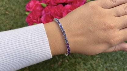 Natural Mixed Gemstones Bracelet 11.8 Carats Sterling Silver