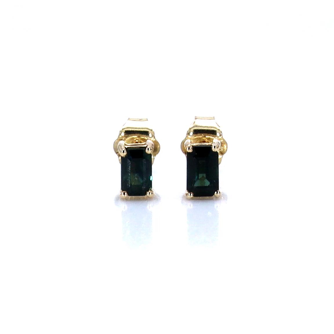 Blue Sapphire Stud Earrings 0.78 Carats 14K Yellow Gold
