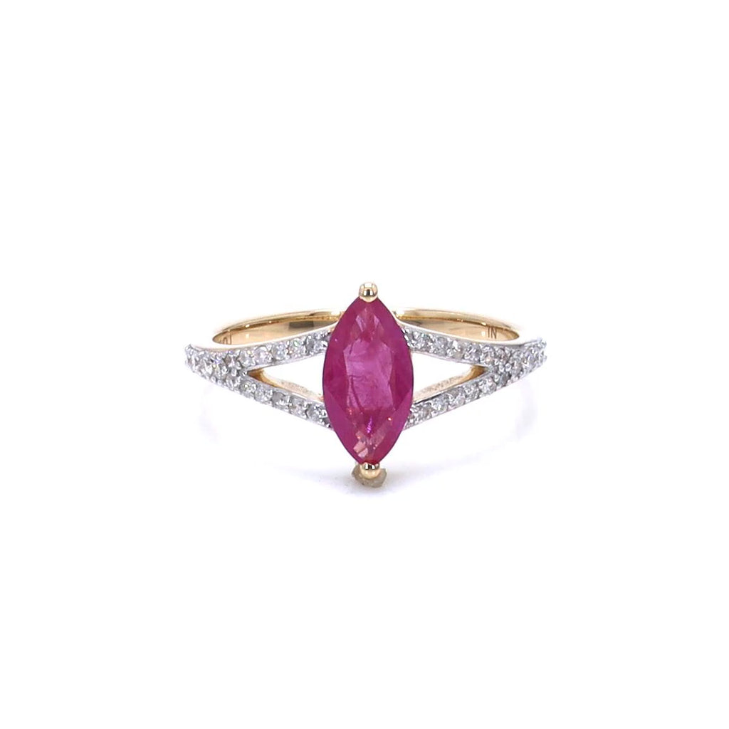 Ruby Ring With Diamonds 1.54 Carats 14K Yellow Gold