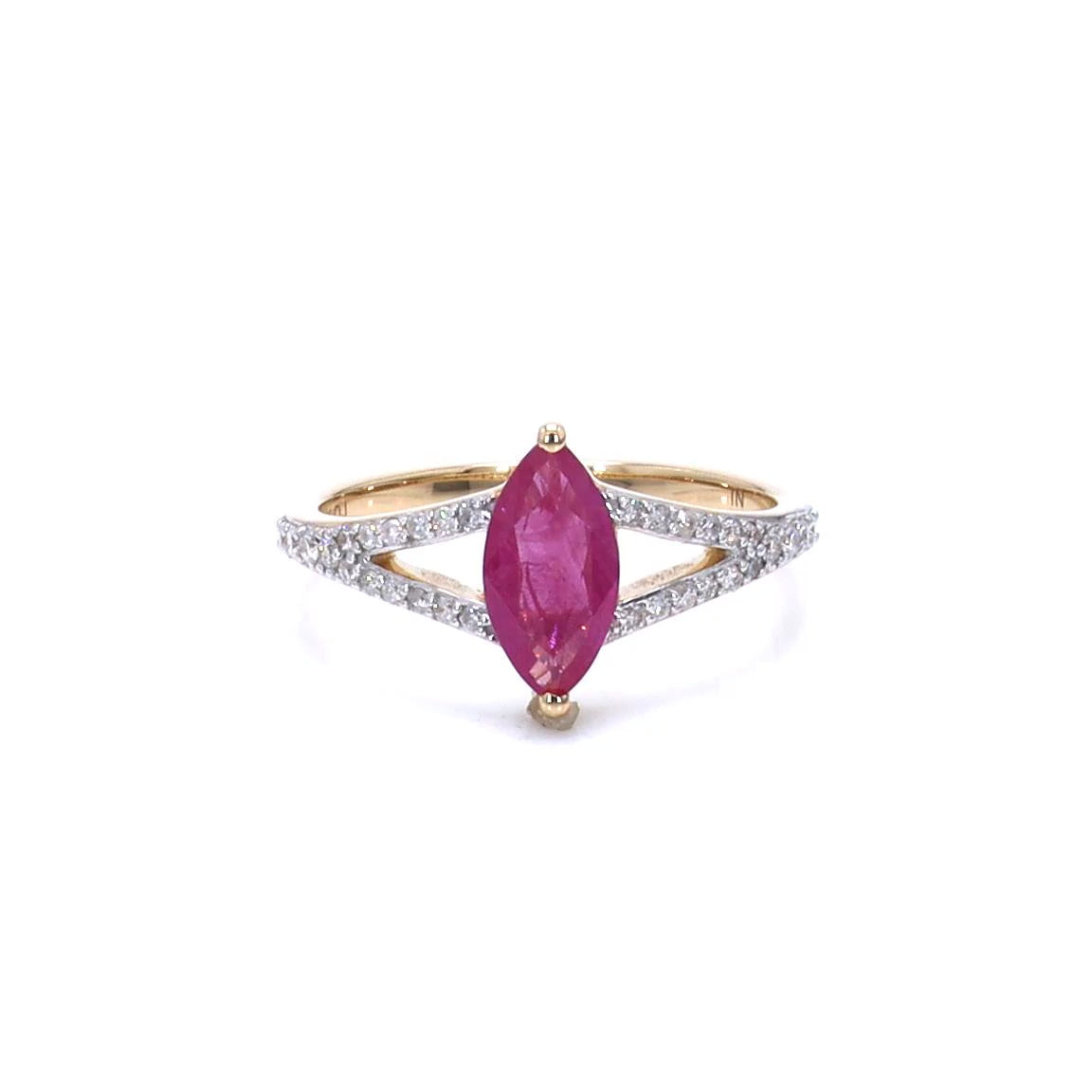 Ruby Ring With Diamonds 1.54 Carats 14K Yellow Gold