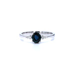 Blue Sapphire Ring With Diamonds 0.81 Carats 14K White Gold