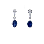 Natural Blue Sapphire Earrings With Diamonds 1.92 Carats 14K White Gold