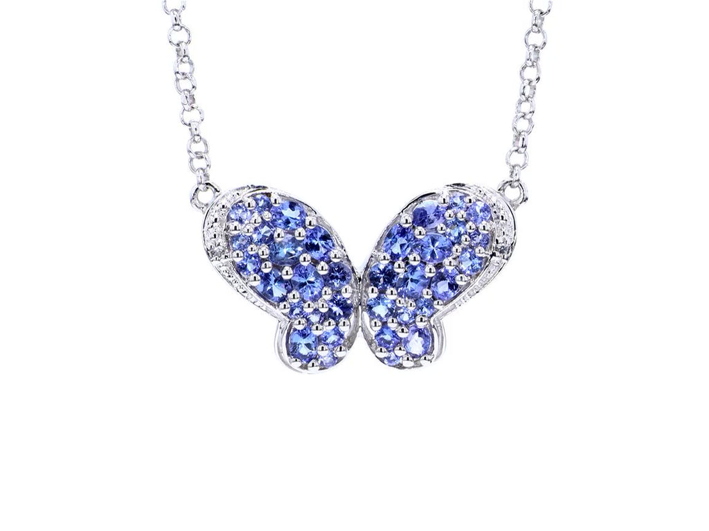 Tanzanite Butterfly Pendant With White Zircon 3.22 Carats Sterling Silver