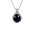 Blue Sapphire Pendant With Diamonds 6.56 Carats 14K Yellow Gold
