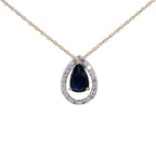 Blue Sapphire Pendant With Diamonds 1.12 Carats 14K Yellow Gold