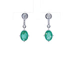 Natural Emerald Earrings With Diamonds 1.46 Carats 10K White Gold