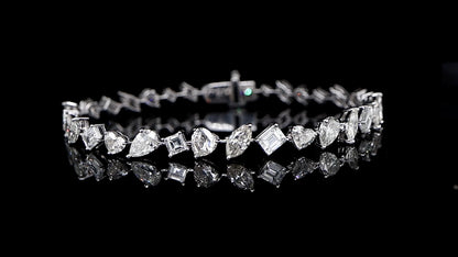 IDL Certified Diamond Tennis Bracelet Mix Cut 10.75 Carats 18K White Gold