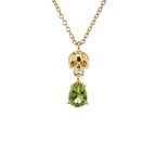 Peridot Skull Pendant 0.74 Carats Gold Plated Silver