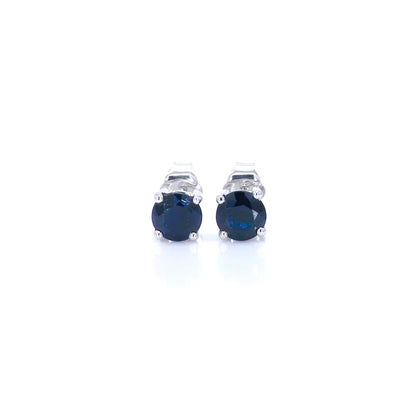 Natural Blue Sapphire Earrings 1.68 Carats 14K White Gold