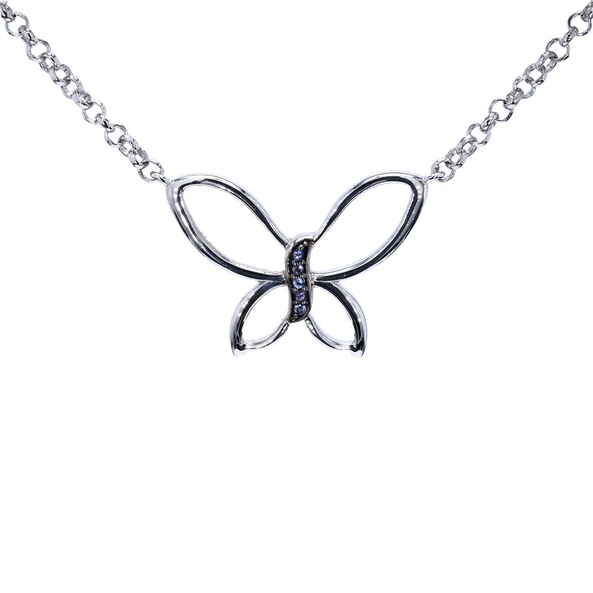 Tanzanite Butterfly Pendant 0.08 Carats Sterling Silver