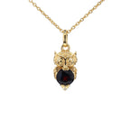 Garnet Owl Pendant 0.98 Carats Gold Plated Silver