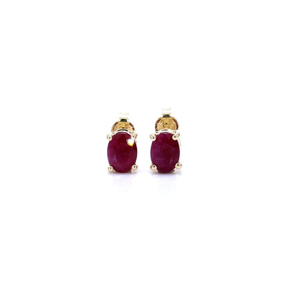 Ruby Stud Earrings 1.68 Carats 10K Yellow Gold