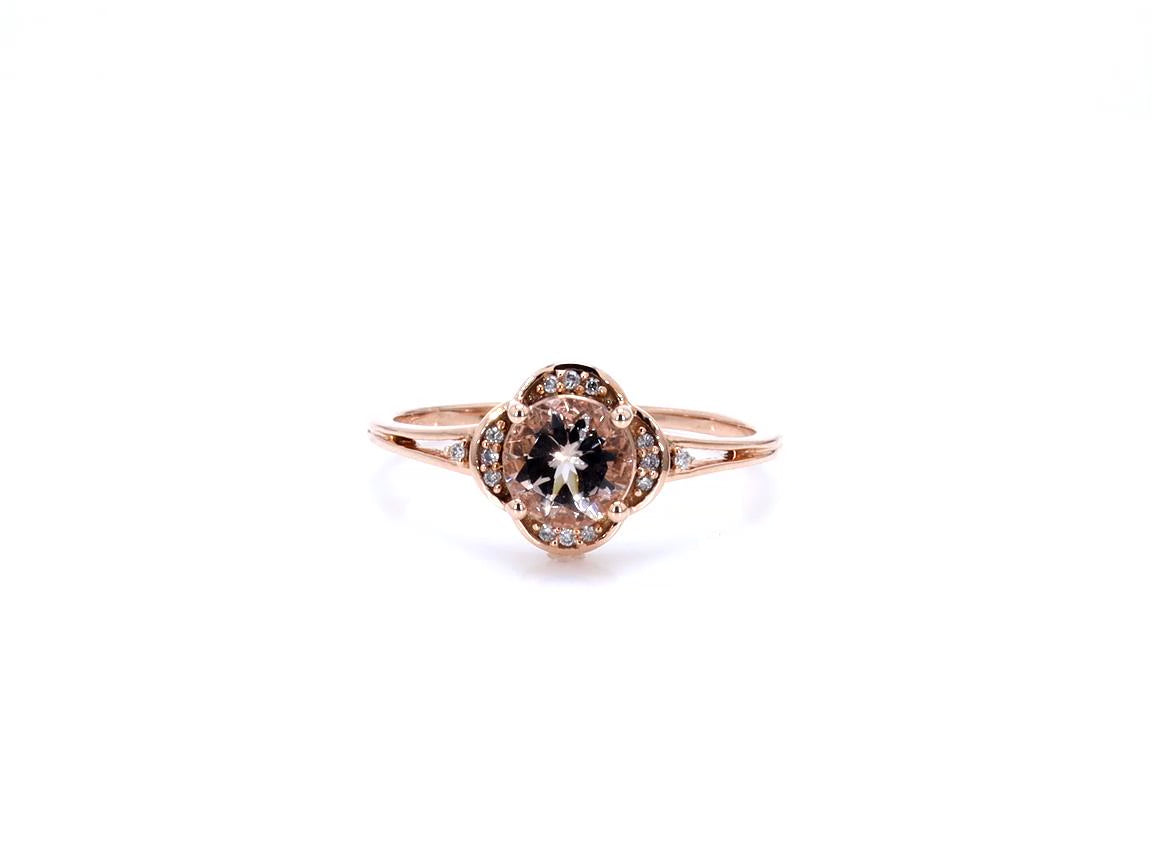Morganite Ring With Diamonds 0.7 Carats 10K Rose Gold