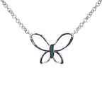 Zambian Emerald Butterfly Necklace 0.06 Carats Sterling Silver