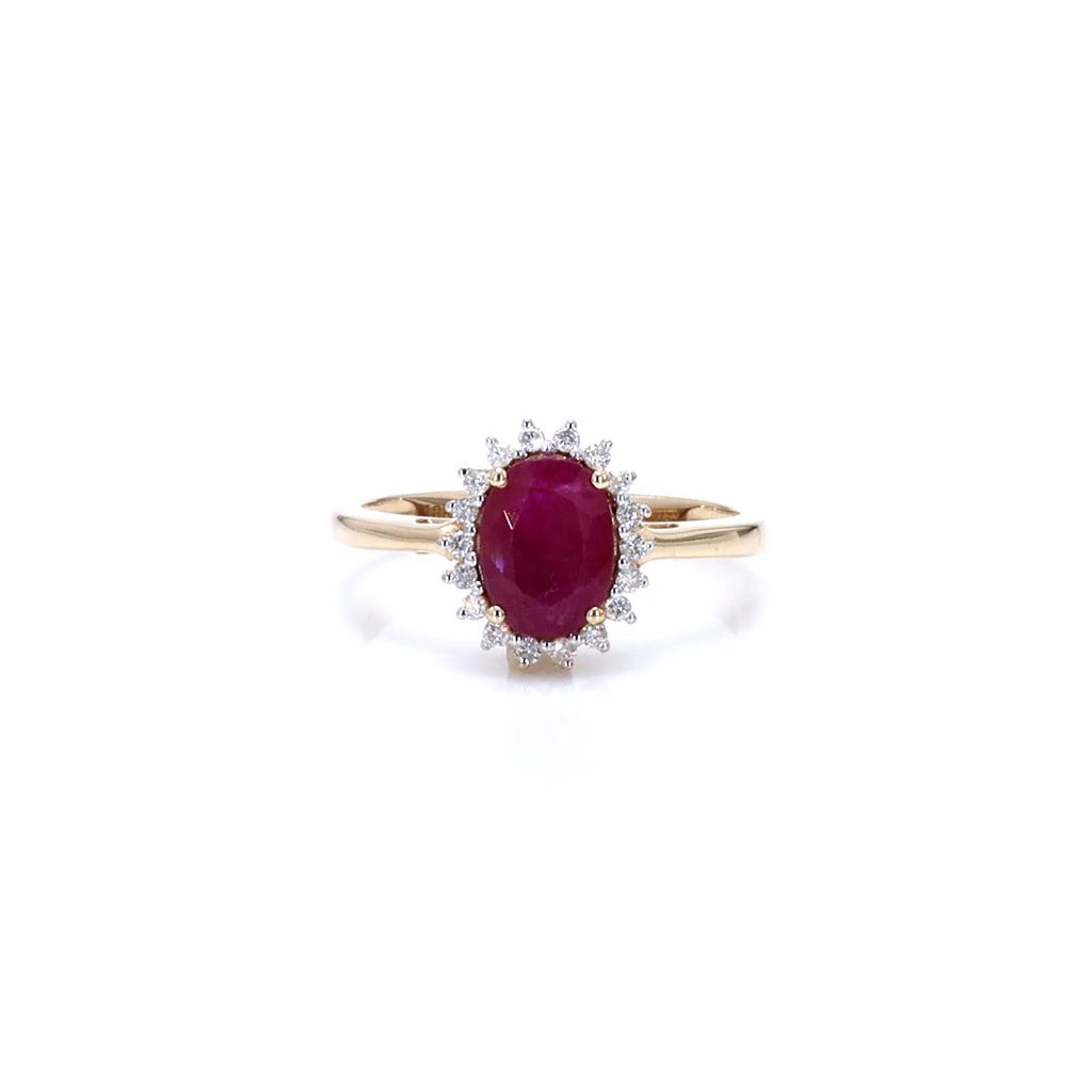 Ruby Ring With Diamonds 1.54 Carats 10K Yellow Gold