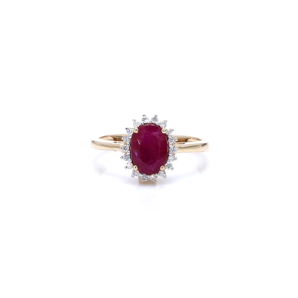 Ruby Ring With Diamonds 1.54 Carats 10K Yellow Gold
