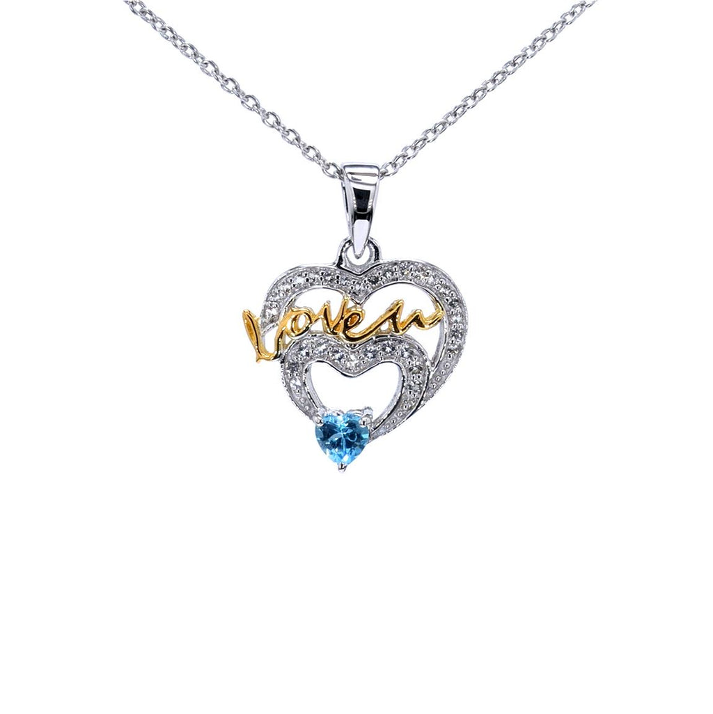 Multicolor Topaz Heart Pendant 0.39 Carats Sterling Silver