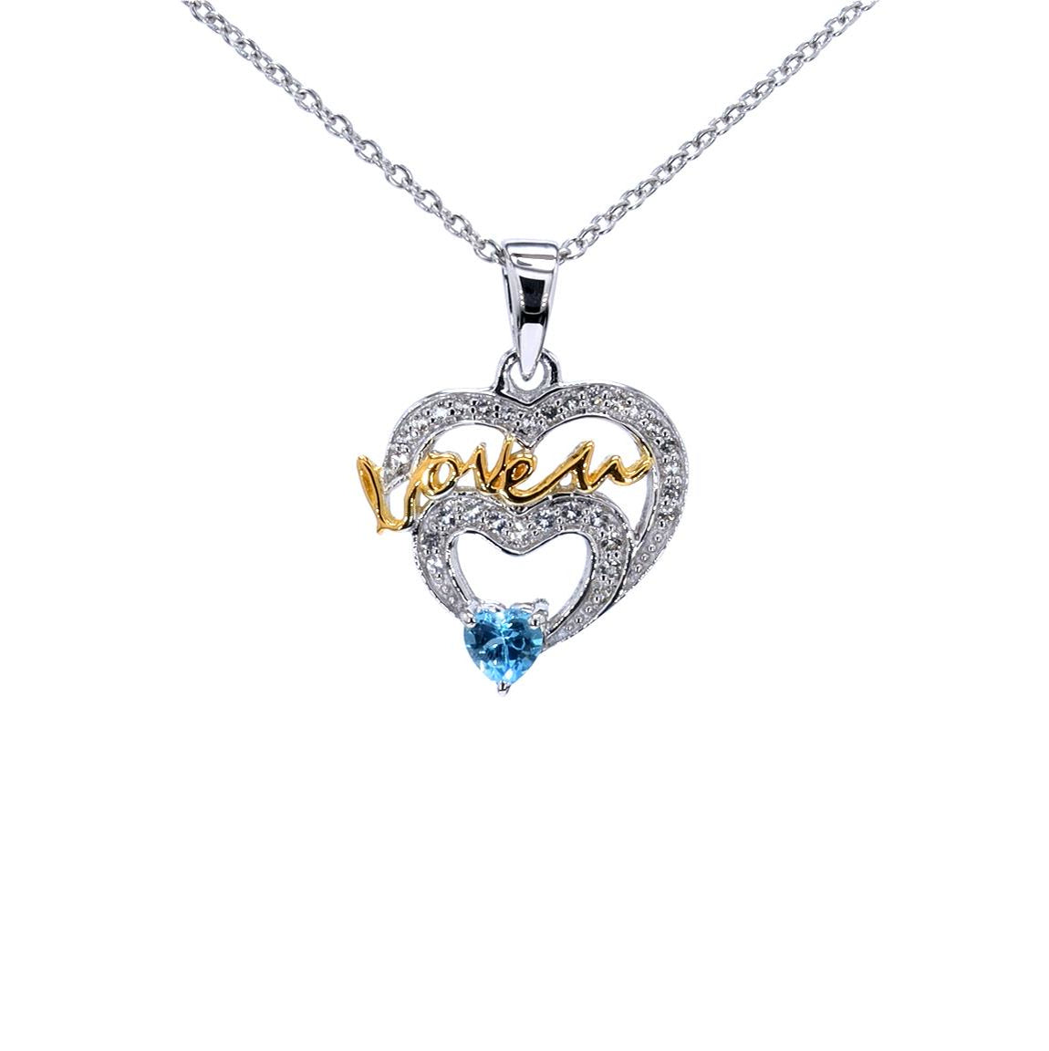 Multicolor Topaz Heart Pendant 0.39 Carats Sterling Silver