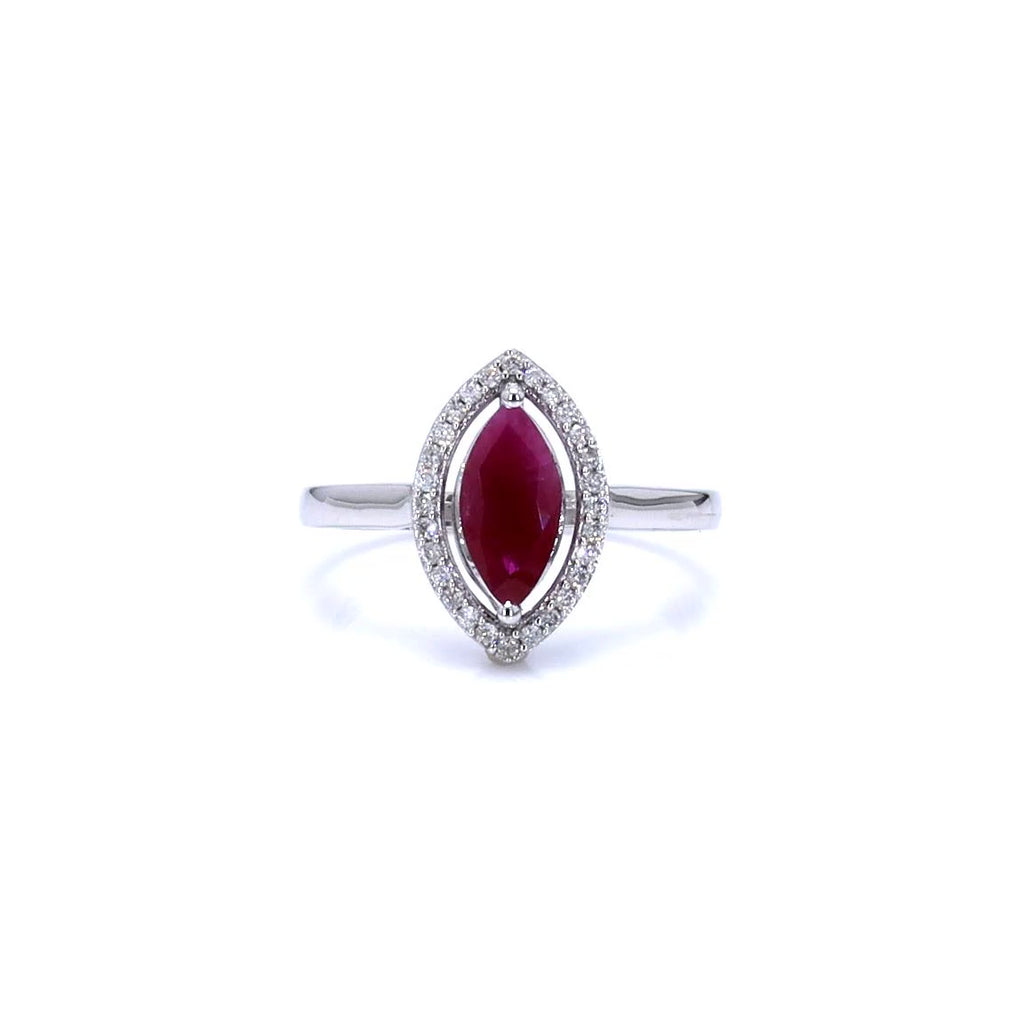 Ruby Ring With Diamonds 1.5 Carats 10K White Gold