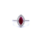 Ruby Ring With Diamonds 1.5 Carats 10K White Gold