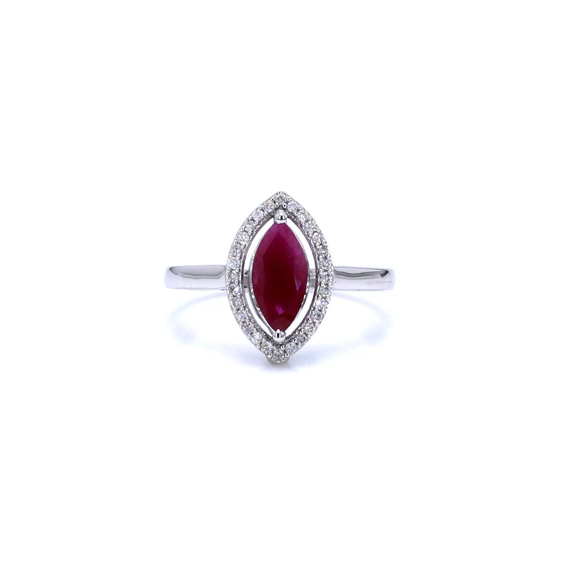 Ruby Ring With Diamonds 1.5 Carats 10K White Gold