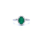 Zambian Emerald Ring With Diamonds 1.3 Carats 10K White Gold
