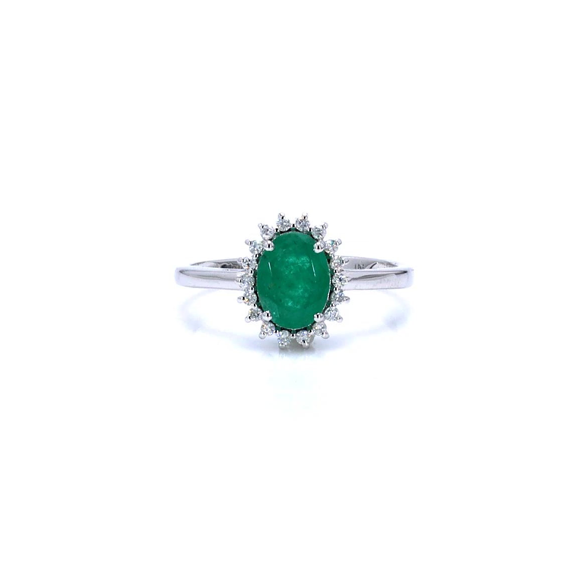 Zambian Emerald Ring With Diamonds 1.3 Carats 10K White Gold