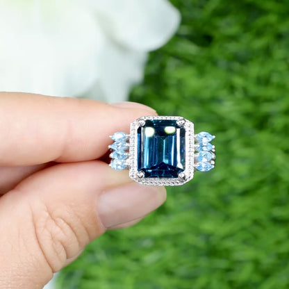 London Blue Topaz Cocktail Ring Swiss Blue Topaz Setting 8.25 Carats