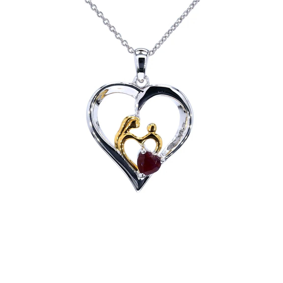 Ruby Mom Pendant 0.48 Carats Sterling Silver