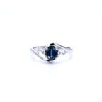 Blue Sapphire Ring With Diamonds 0.96 Carats 10K White Gold