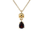 Garnet Skull Pendant 0.78 Carats Gold Plated Silver