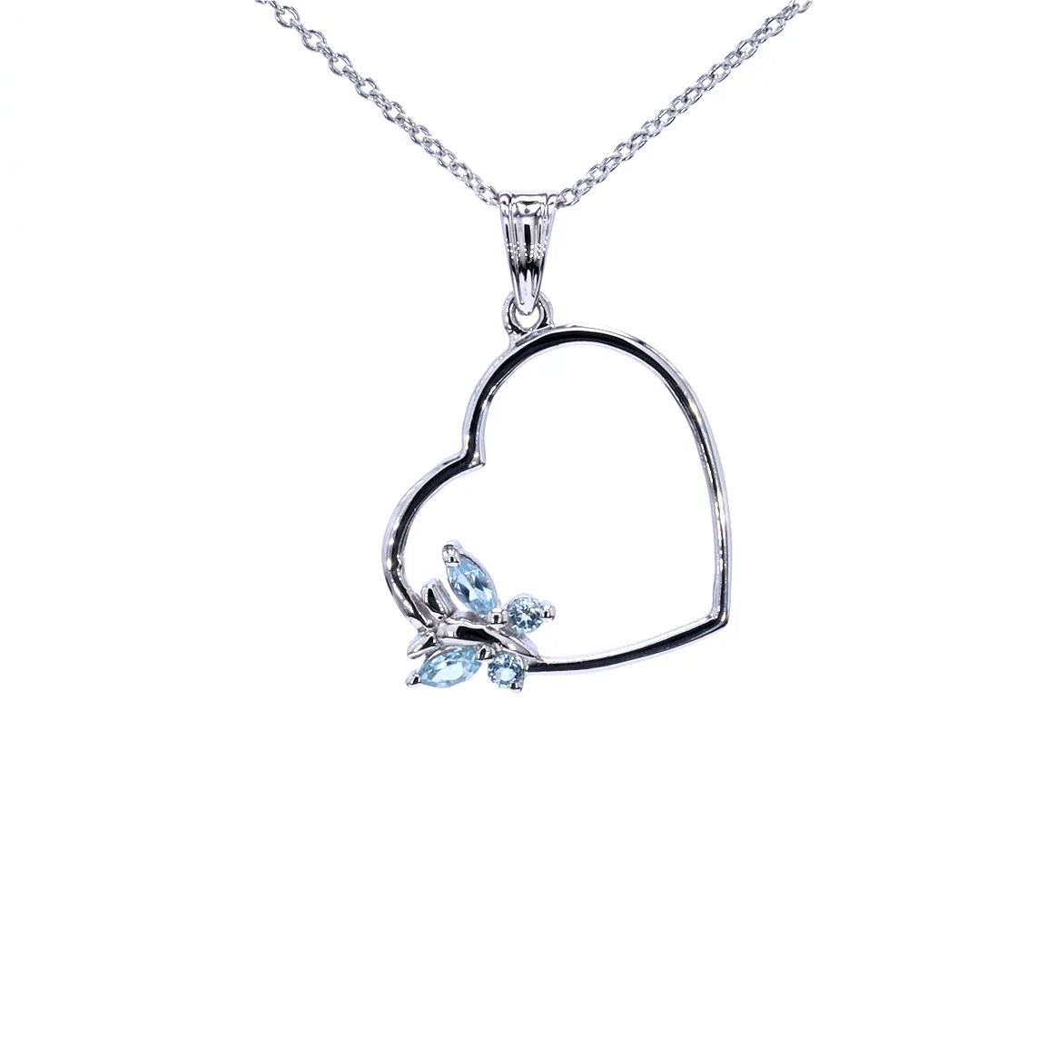 Blue Topaz Heart Pendant 0.22 Carats Sterling Silver