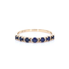 Blue Sapphire Ring With Diamonds 0.34 Carats 14K Yellow Gold