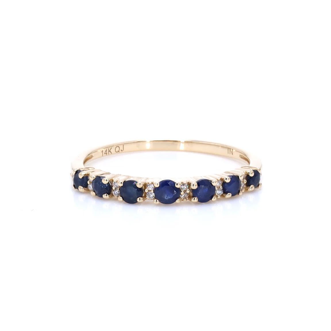 Blue Sapphire Ring With Diamonds 0.34 Carats 14K Yellow Gold