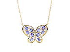 Tanzanite Butterfly Necklace With White Zircon 1.82 Carats Gold Plated Silver