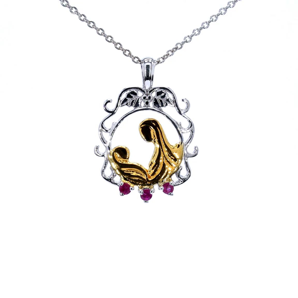Ruby Mom Pendant 0.12 Carats Gold Plated Silver