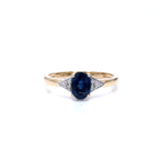 Blue Sapphire Ring With Diamonds 0.98 Carats 14K Yellow Gold