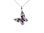 Natural Mixed Gemstones Butterfly Pendant 3.64 Carats Sterling Silver