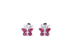 Natural Ruby Butterfly Earrings 0.6 Carats Sterling Silver