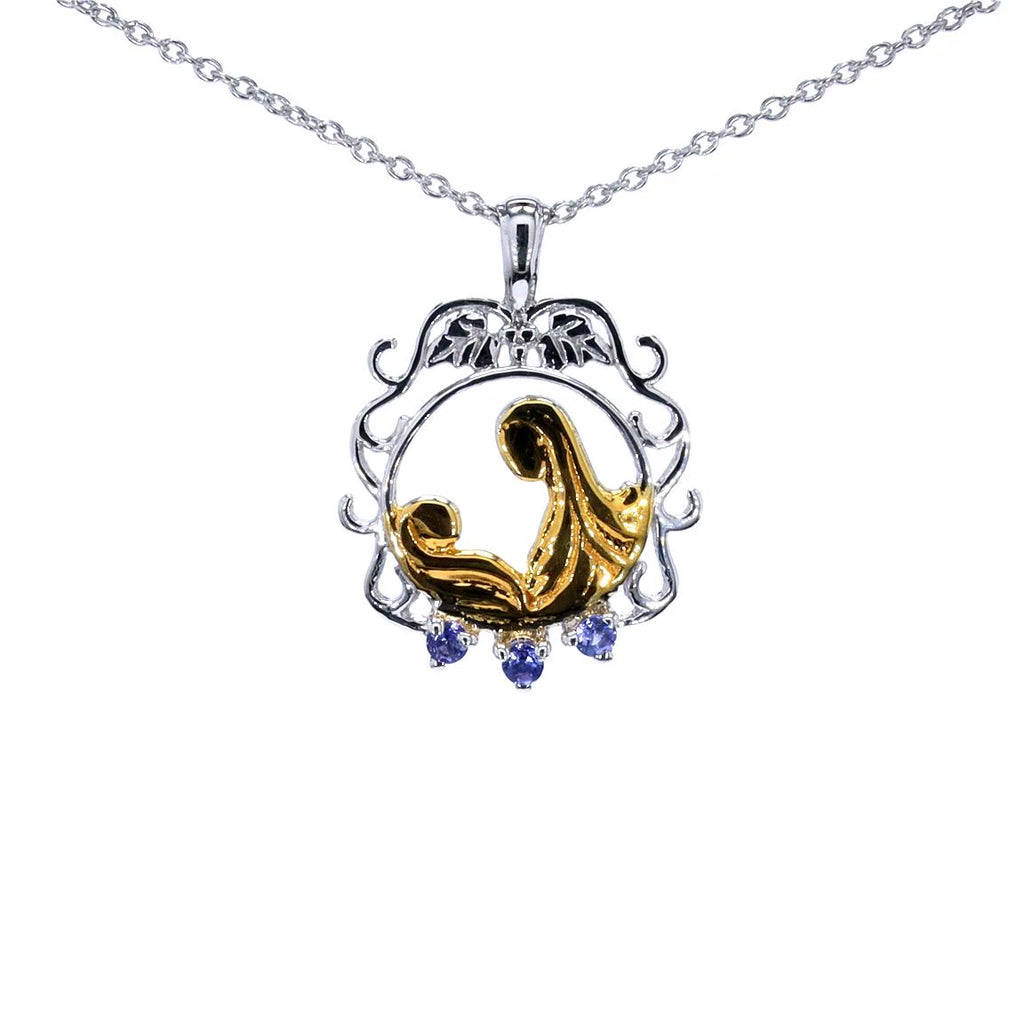Tanzanite Mom Pendant 0.1 Carats Gold Plated Silver