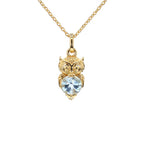 Blue Topaz Owl Pendant 1.04 Carats Gold Plated Silver