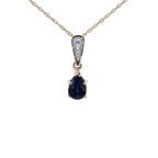 Blue Sapphire Pendant With Diamonds 0.82 Carats 14K Yellow Gold