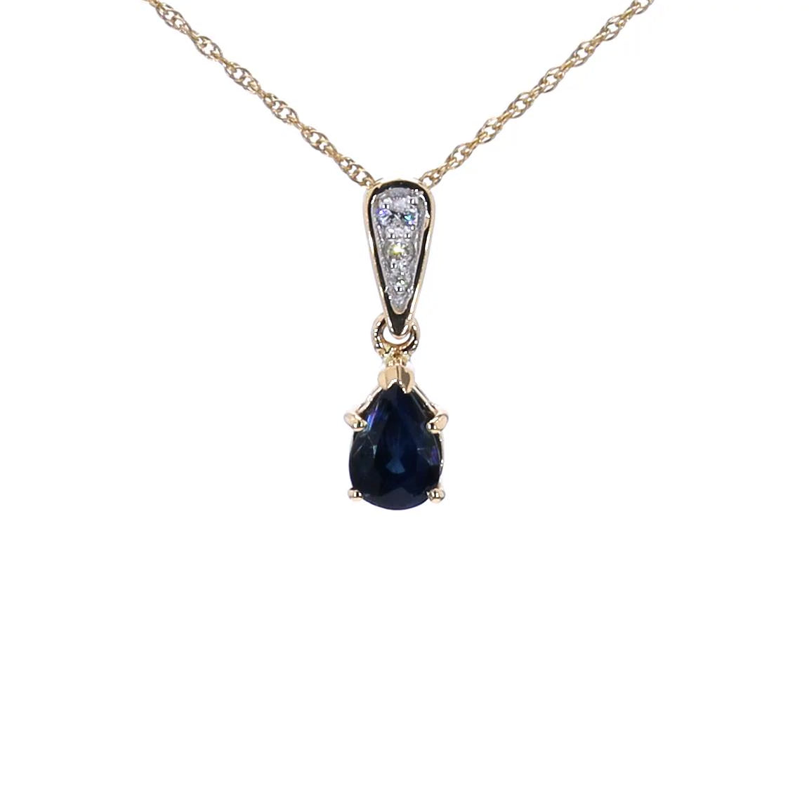 Blue Sapphire Pendant With Diamonds 0.82 Carats 14K Yellow Gold