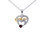 Garnet Heart Pendant With White Topaz 0.51 Carats Gold Plated Silver