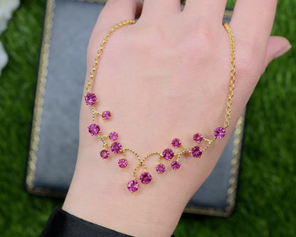 Pink Topaz Necklace 7.9 Carats 18K Yellow Gold Plated Sterling Silver