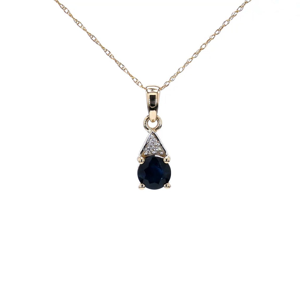 Blue Sapphire Pendant With Diamonds 0.86 Carats 10K Yellow Gold
