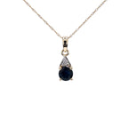 Blue Sapphire Pendant With Diamonds 0.86 Carats 10K Yellow Gold
